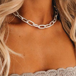 Silver Chain Choker Necklace